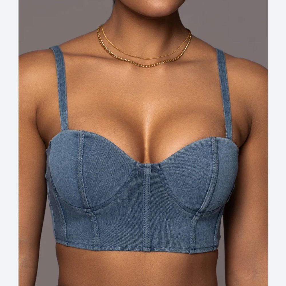 NAT & LIV x JLUXLABEL Eliana Denim Bustier Top